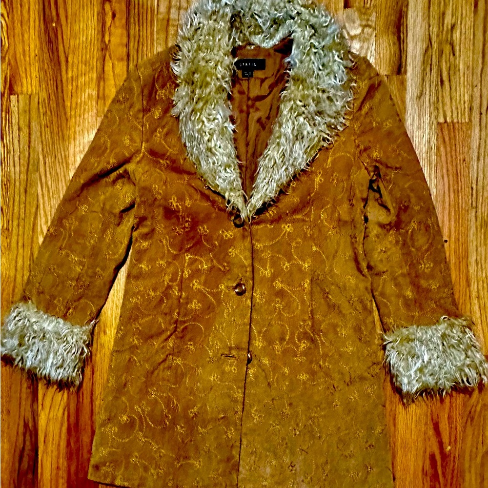 Mystic Brown Jacket with Faux Fur Trim
